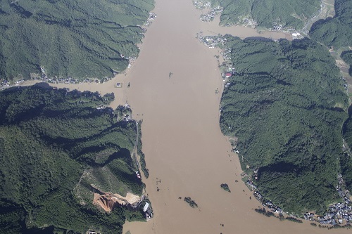2013福知山マラソン折り返し付近の台風被害の写真